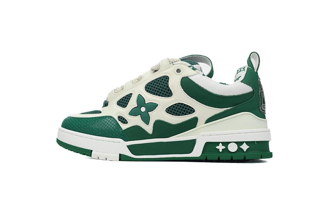 Louis Vuitton LV SK8 Leather lace up Fashionable Board Shoes White Green