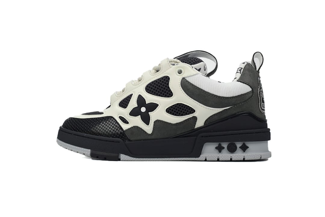 Louis Vuitton LV SK8 Black Grey Leather lace up Fashionable Board Shoes Gray