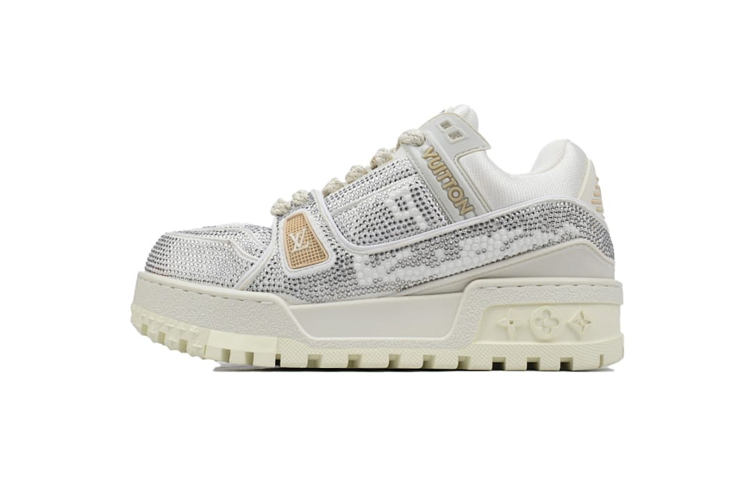 Louis Vuitton LV Trainer Fat White Khaki Crystal