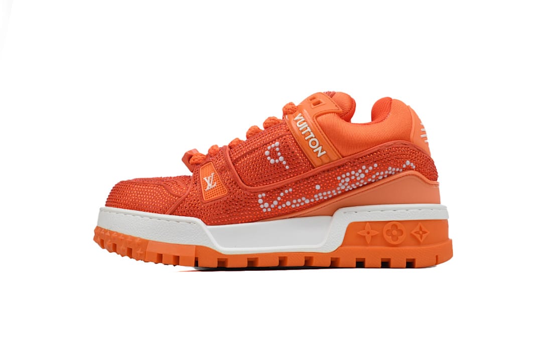 Louis Vuitton LV Trainer Fat White Orange Crystal