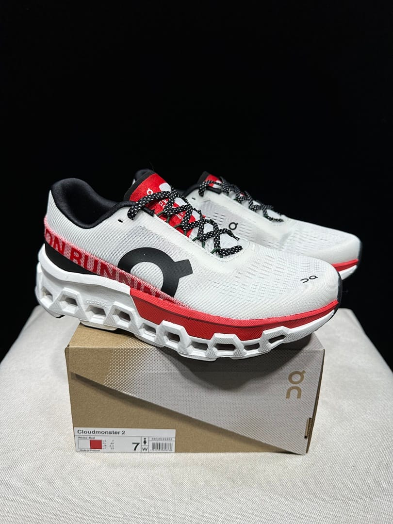 On Cloudmonster 2 'White Red'
