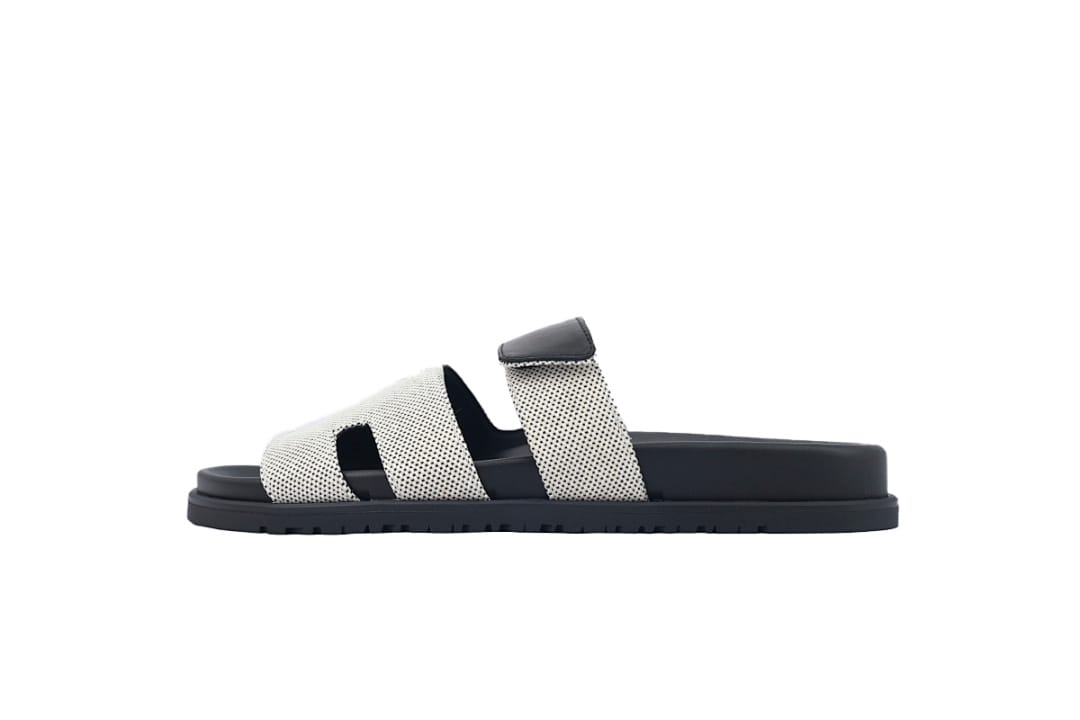 Hermes Slipper Strap Slippers Dark Gray