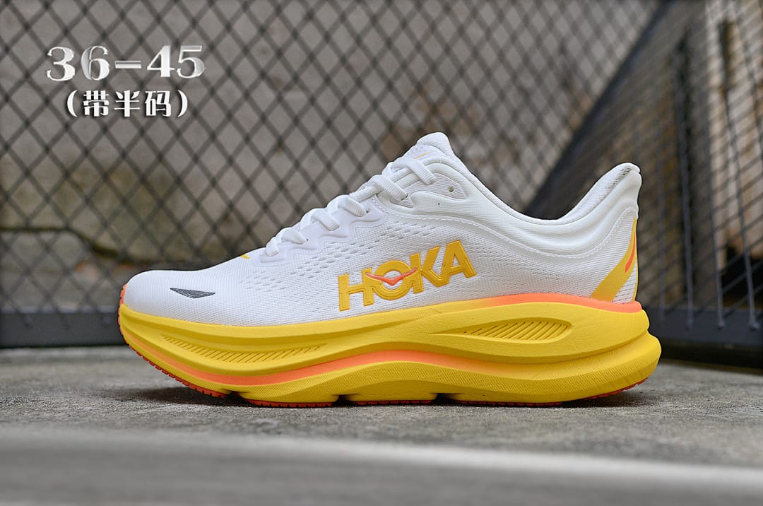 HOKA Bondi 9 'White Yellow'