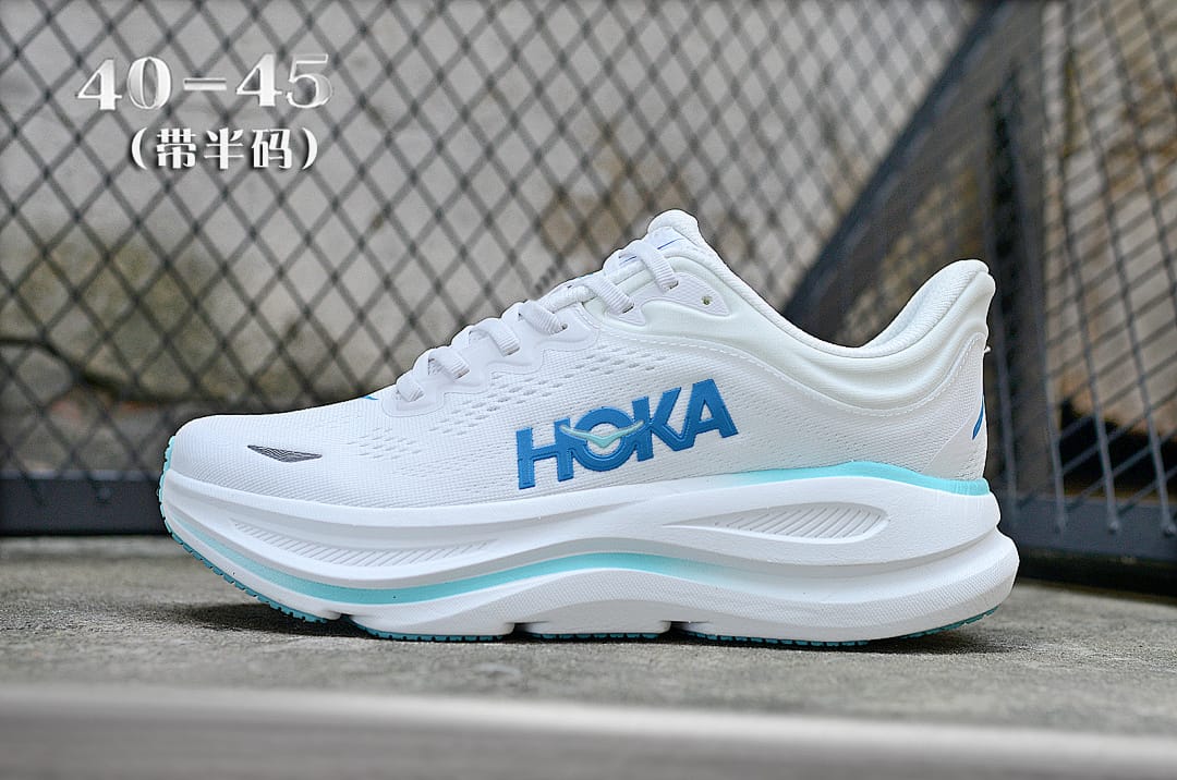 HOKA Bondi 9 'White Grey Blue'