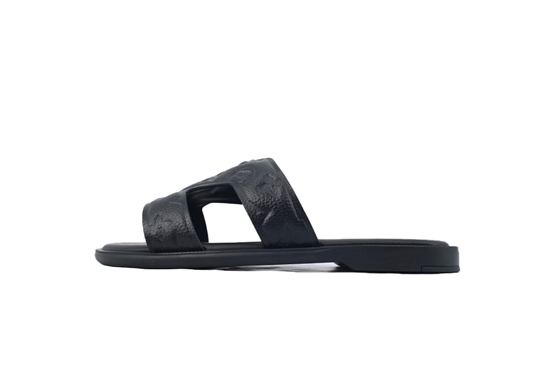 Louis Vuitton LV Slipper Strap Slippers Oasis Black Embossing