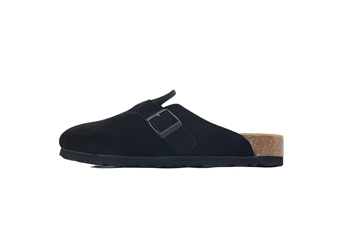 Birkenstock Slipper Boston Soft Footbed Black Velvet And Buckle