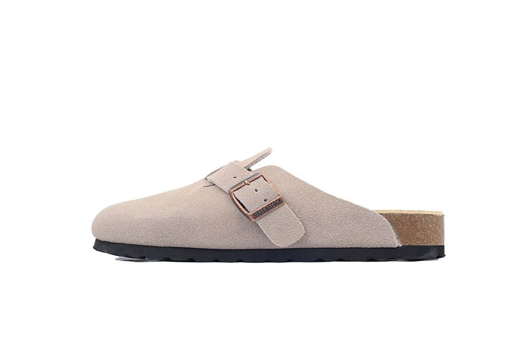 Birkenstock Slipper Grey Boston Soft Footbed