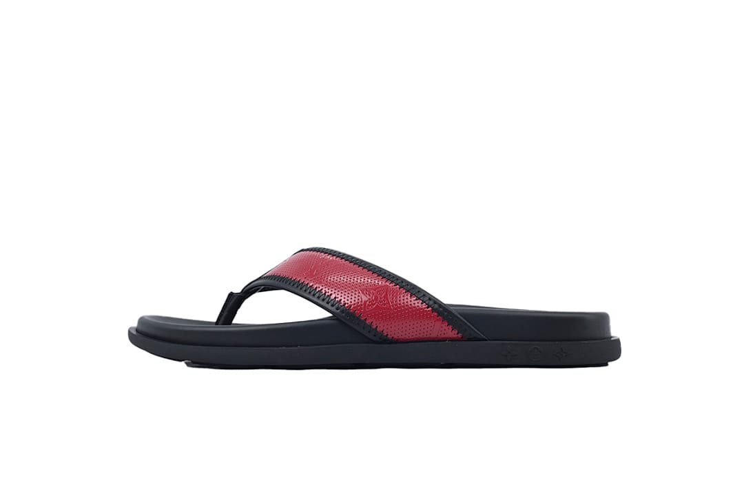 Louis Vuitton LV Slipper Flip Flops Black And Red On The Internet