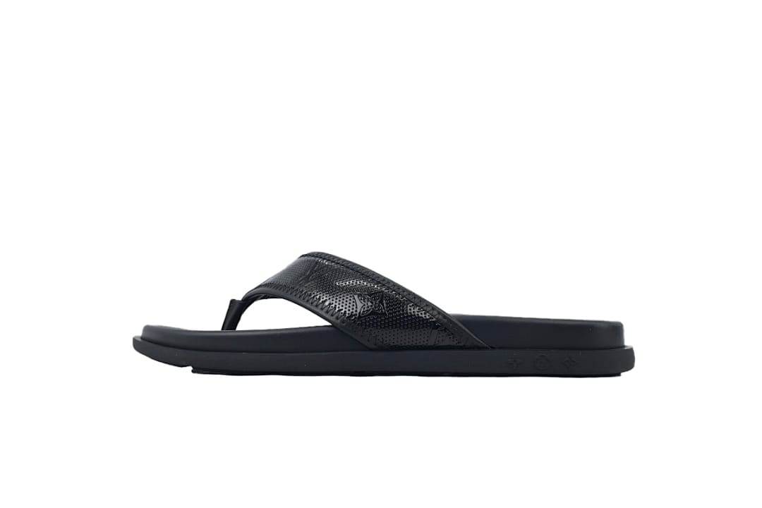 Louis Vuitton LV Slipper Flip Flops Black Skin
