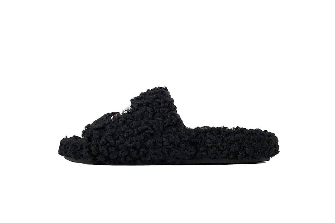 Balenciaga Wool Strap Slippers Black Coke Label
