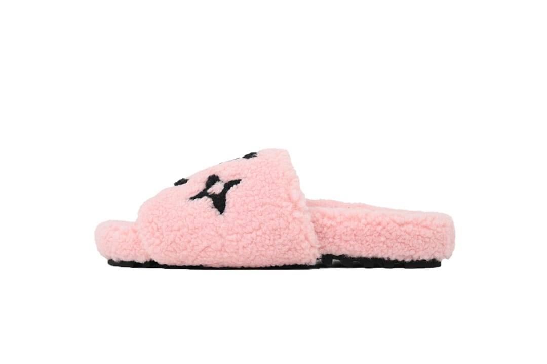 Louis Vuitton LV Wool Strap Slippers Bom Dia Pink