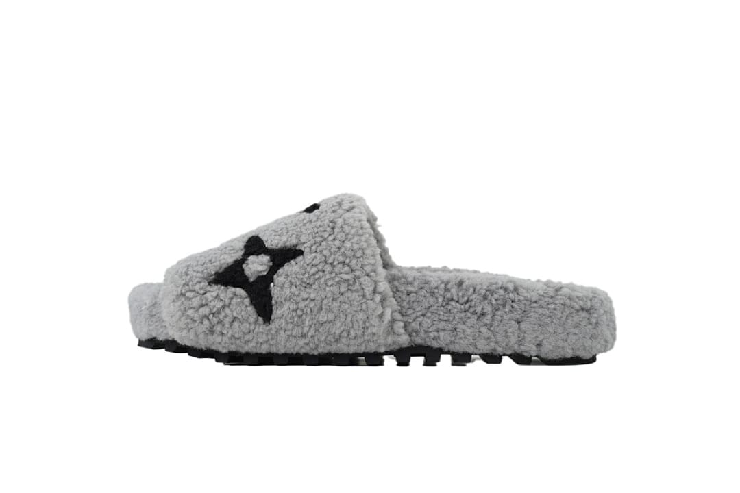 Louis Vuitton LV Wool Strap Slippers Dark Gray