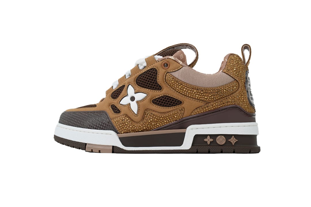 Louis Vuitton LV SK8 Crystal White Brown Diamond Surface