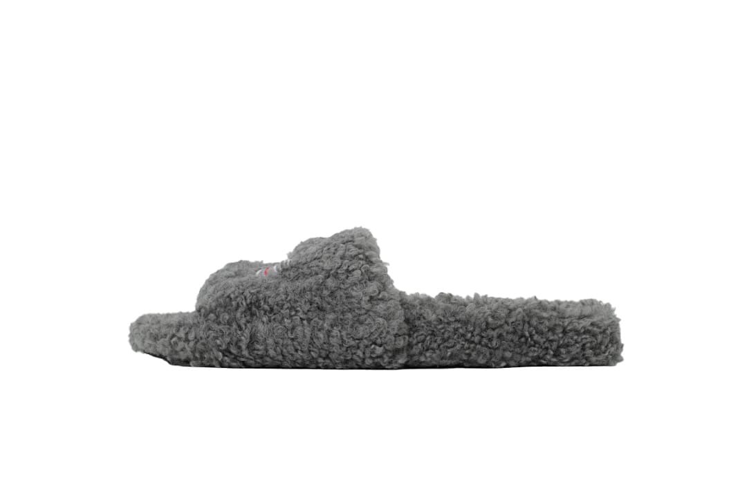 Balenciaga Wool Strap Slippers Bright Grey