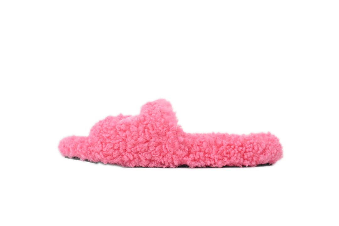 Balenciaga Wool Strap Slippers Pink
