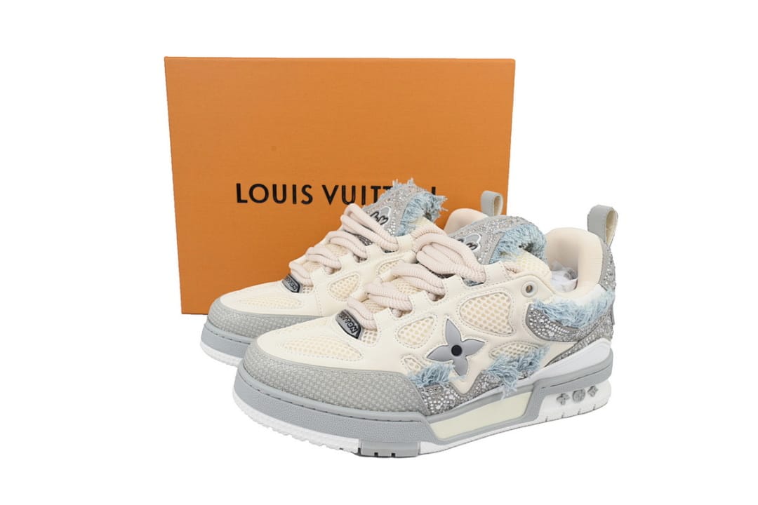 Louis Vuitton LV SK8 Grey White Horse Hair Gray Diamond