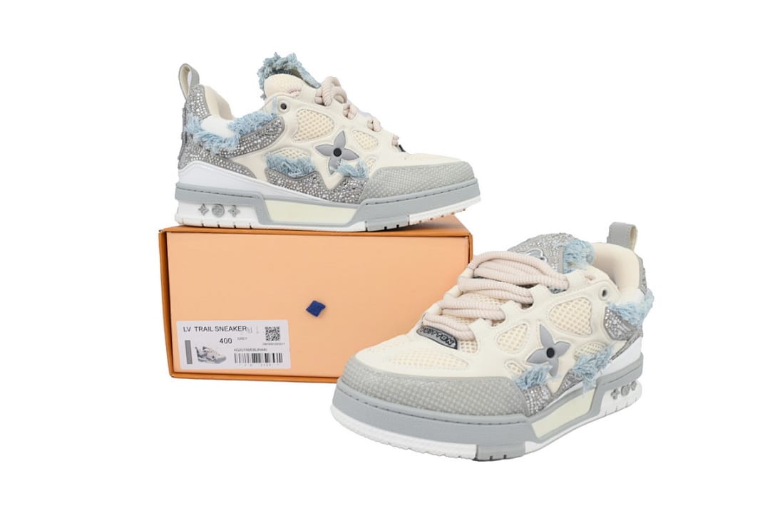Louis Vuitton LV SK8 Grey White Horse Hair Gray Diamond