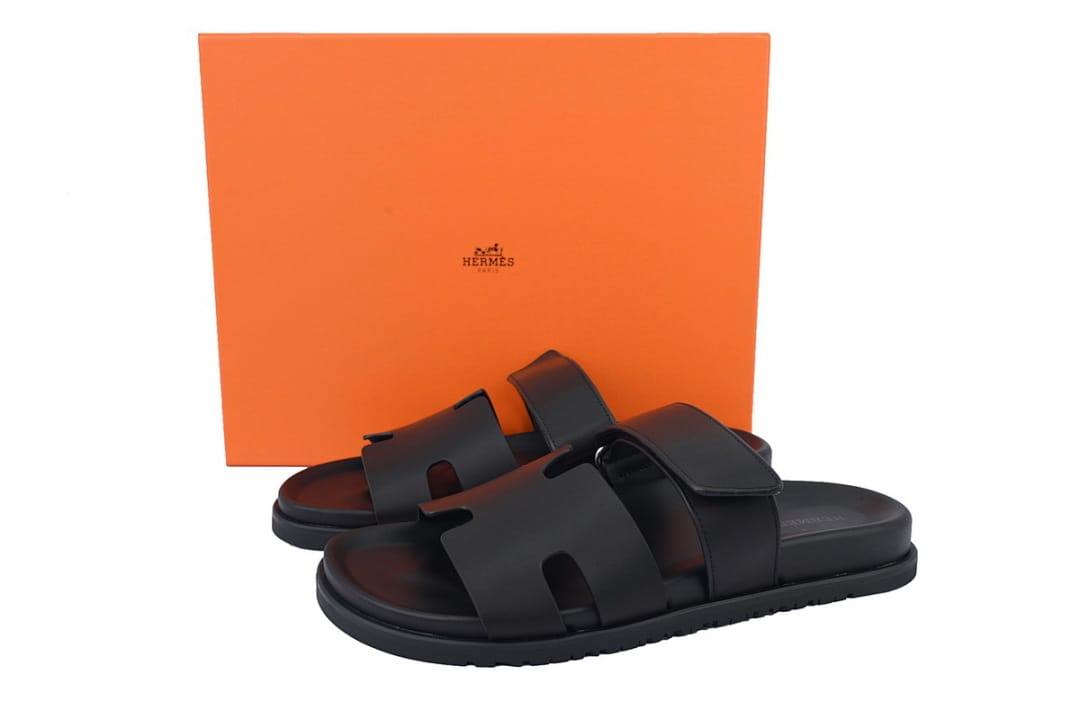 Hermes Slipper Strap Slippers Black