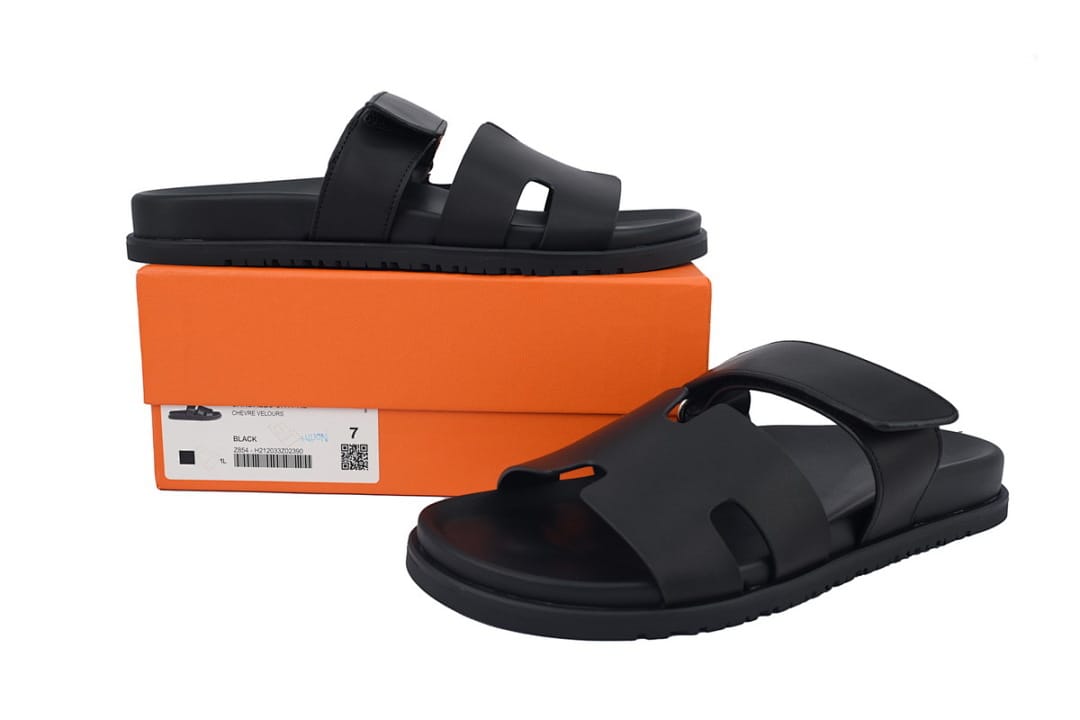 Hermes Slipper Strap Slippers Black