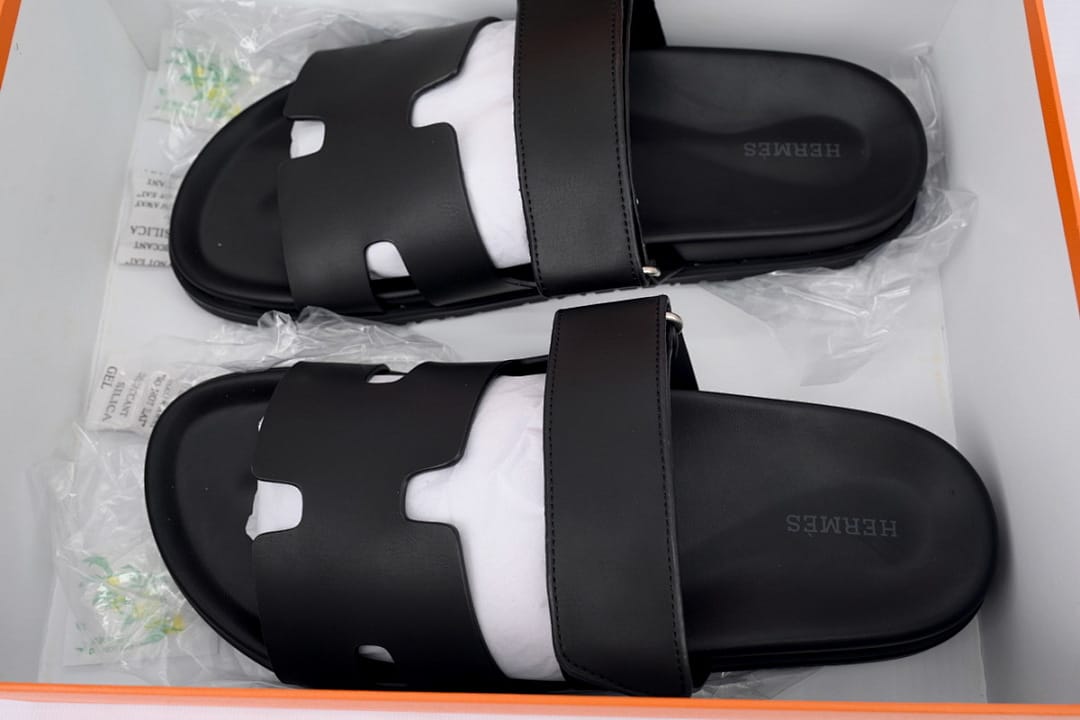 Hermes Slipper Strap Slippers Black