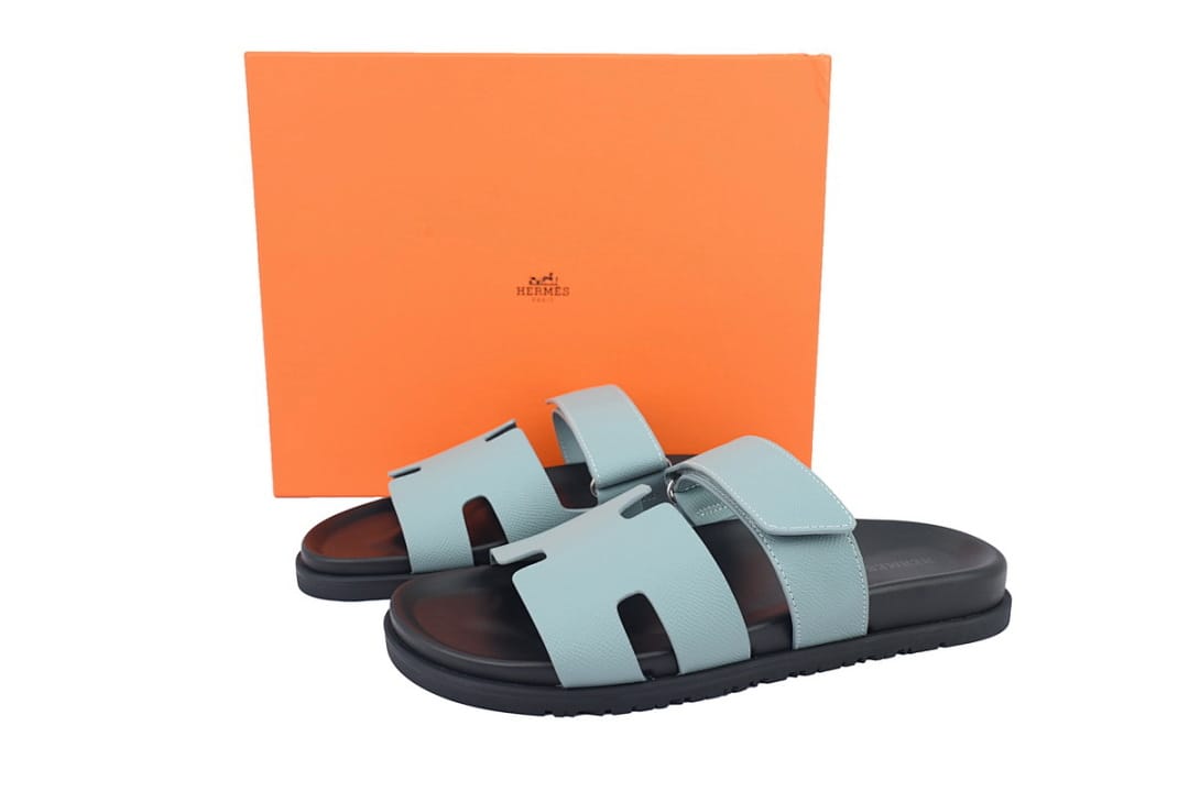 Hermes Slipper Strap Slippers Blue