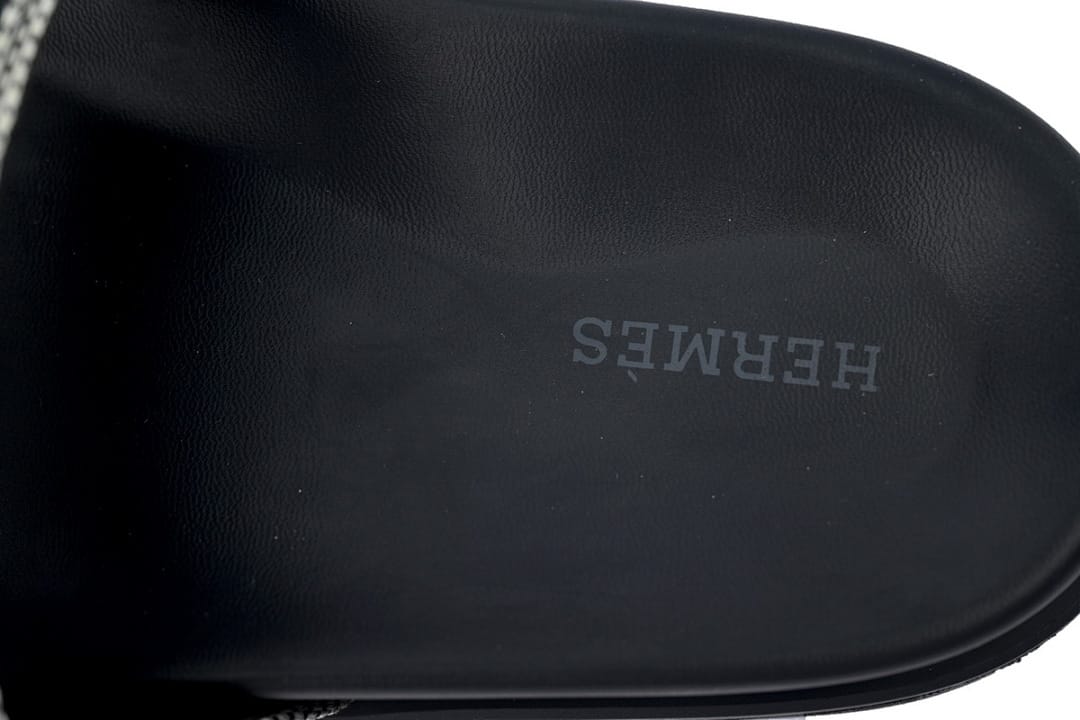 Hermes Slipper Strap Slippers Dark Gray