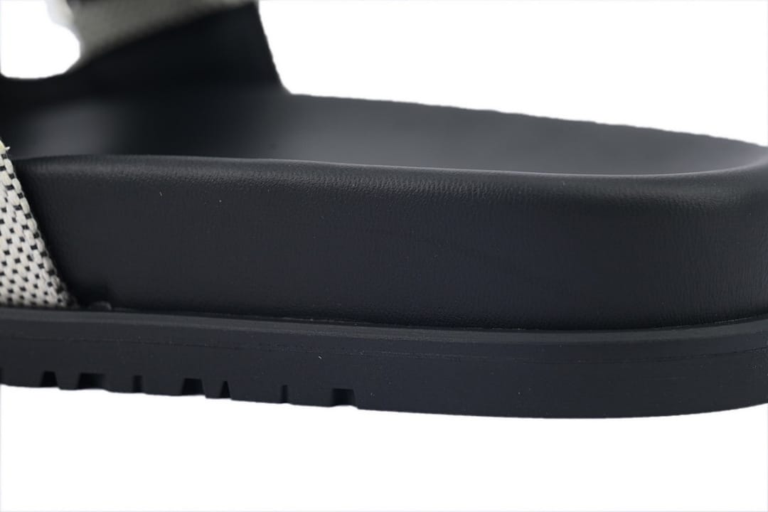 Hermes Slipper Strap Slippers Dark Gray