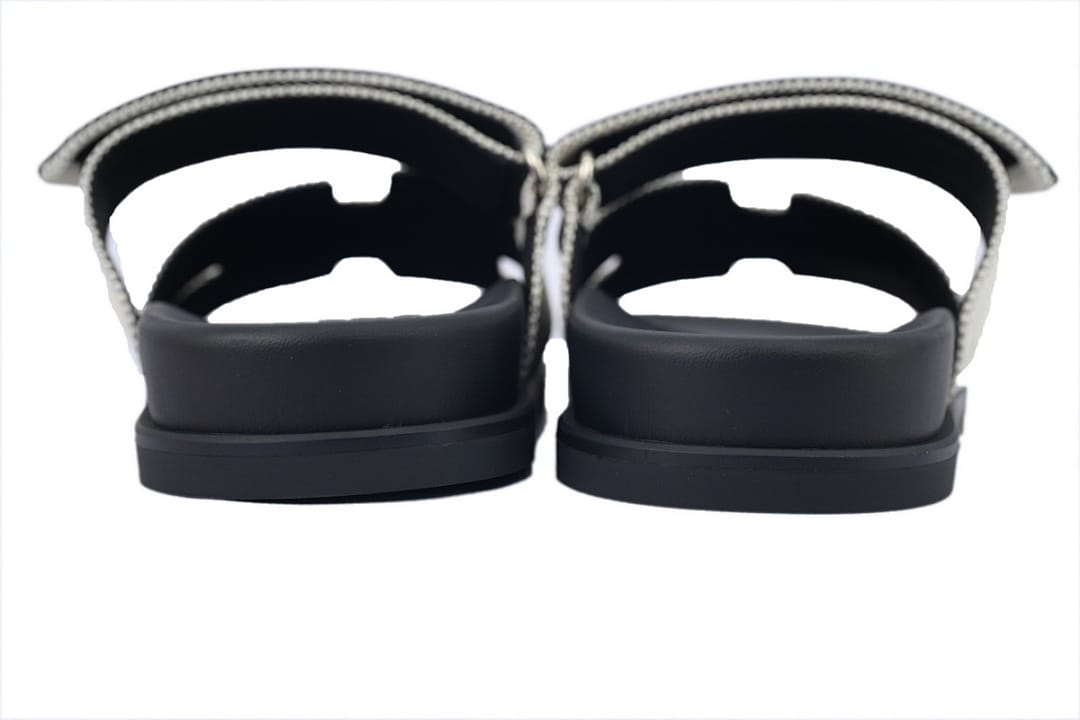 Hermes Slipper Strap Slippers Dark Gray