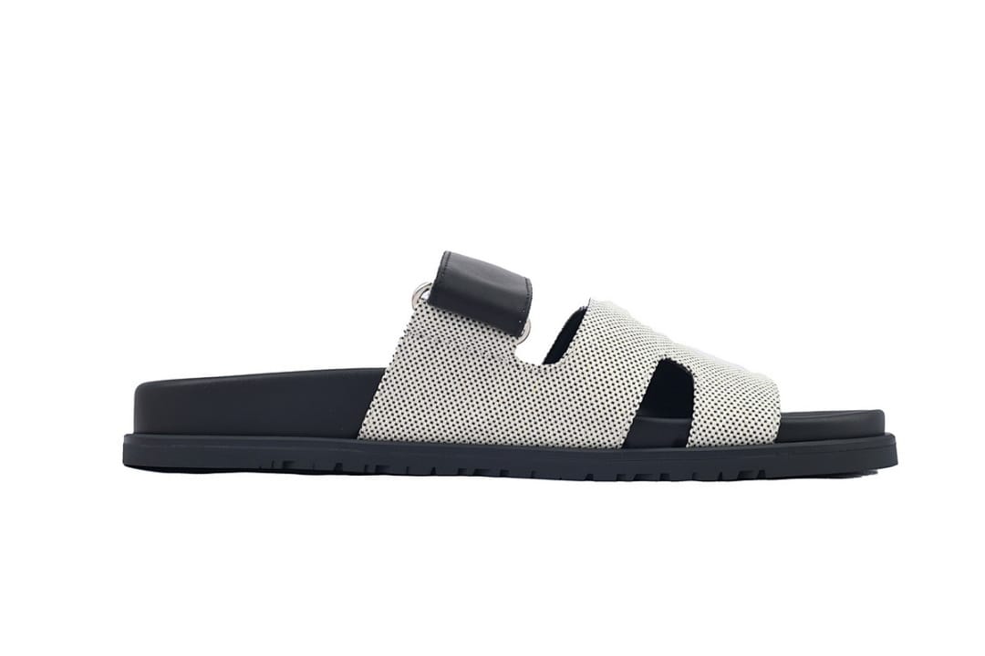 Hermes Slipper Strap Slippers Dark Gray