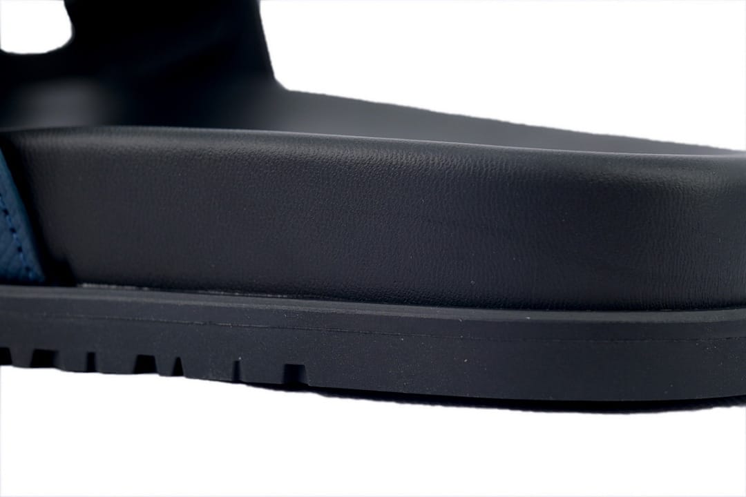 Hermes Slipper Strap Slippers Black Blue