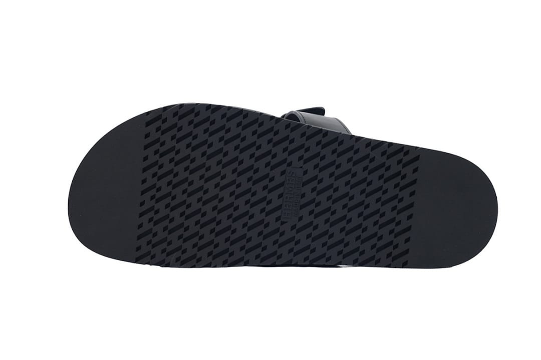 Hermes Slipper Strap Slippers Khaki Black
