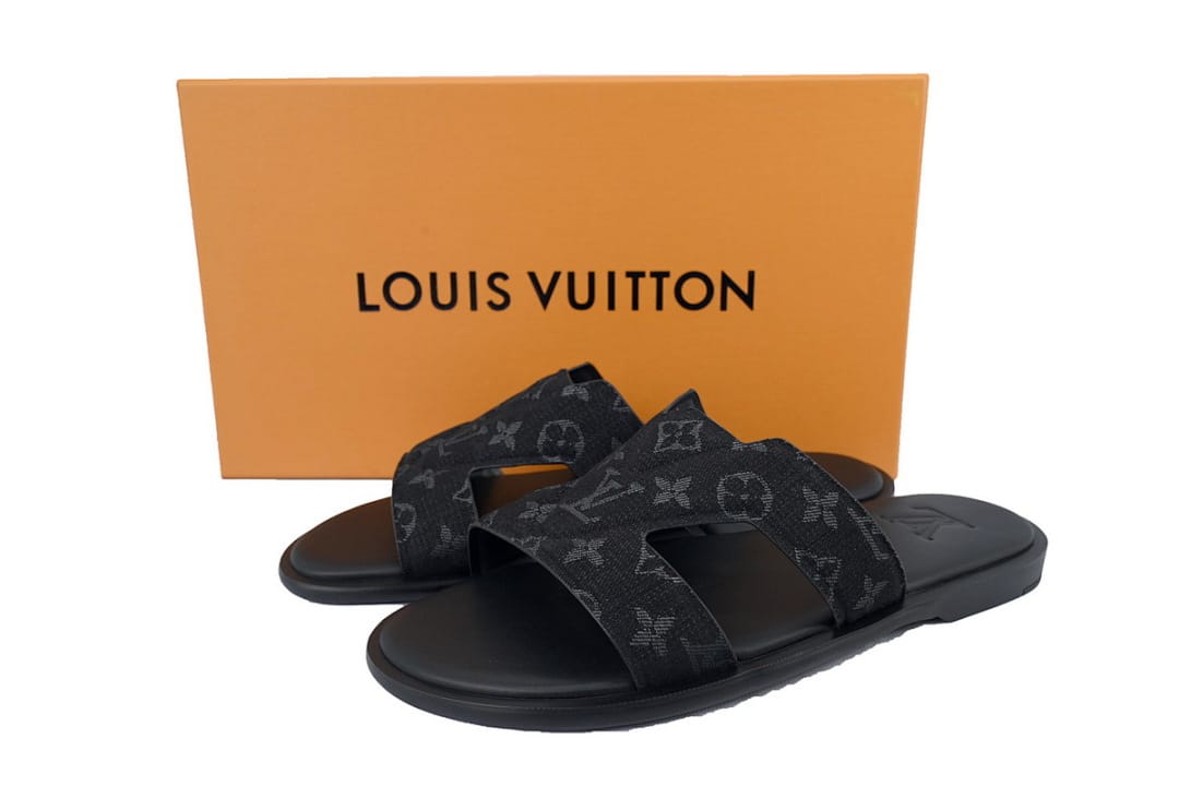 Louis Vuitton LV Slipper Strap Slippers Oasis Black Cloth