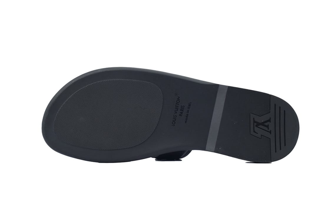 Louis Vuitton LV Slipper Strap Slippers Oasis Black Leather Surface