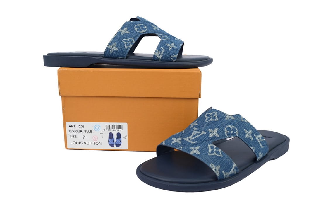 Louis Vuitton LV Slipper Strap Slippers Oasis Blue Cloth