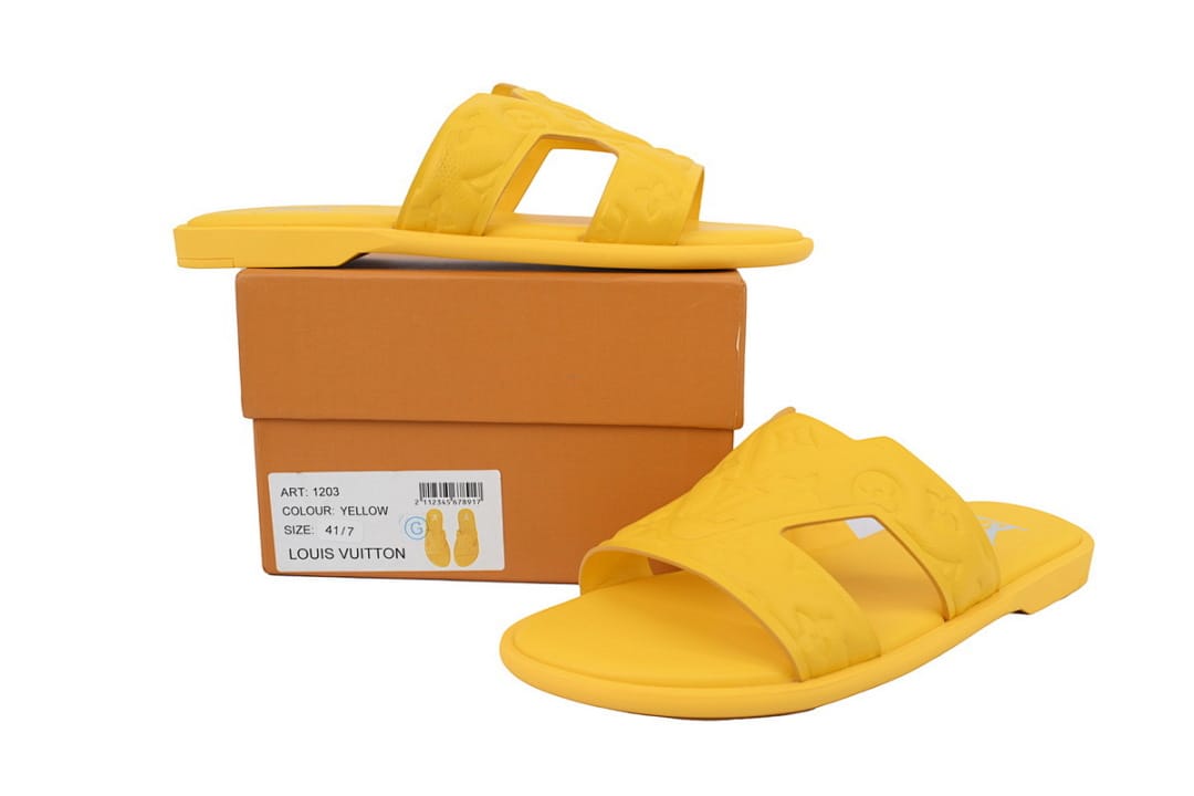 Louis Vuitton LV Slipper Strap Slippers Oasis Yellow Embossing