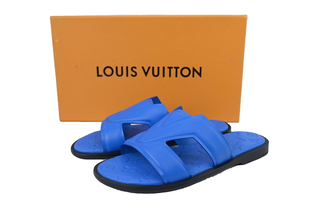 Louis Vuitton LV Slipper Strap Slippers Oasis Blue Leather Surface