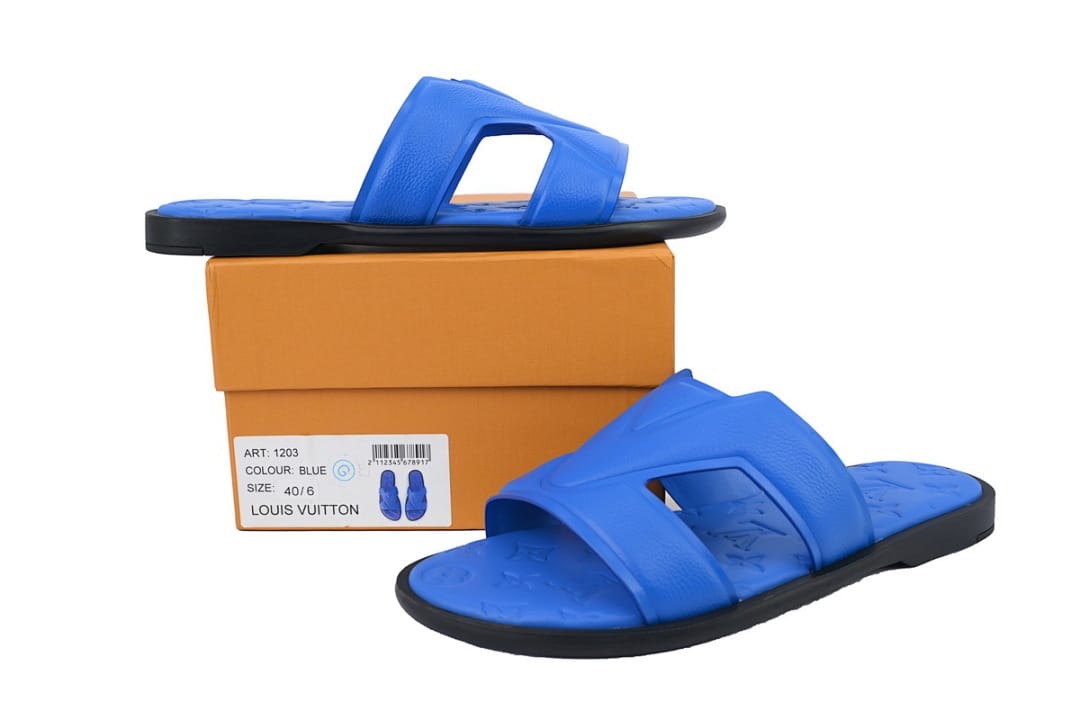Louis Vuitton LV Slipper Strap Slippers Oasis Blue Leather Surface