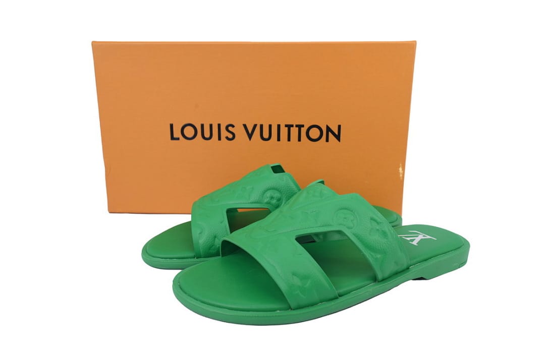 Louis Vuitton LV Slipper Strap Slippers Oasis Green Embossing