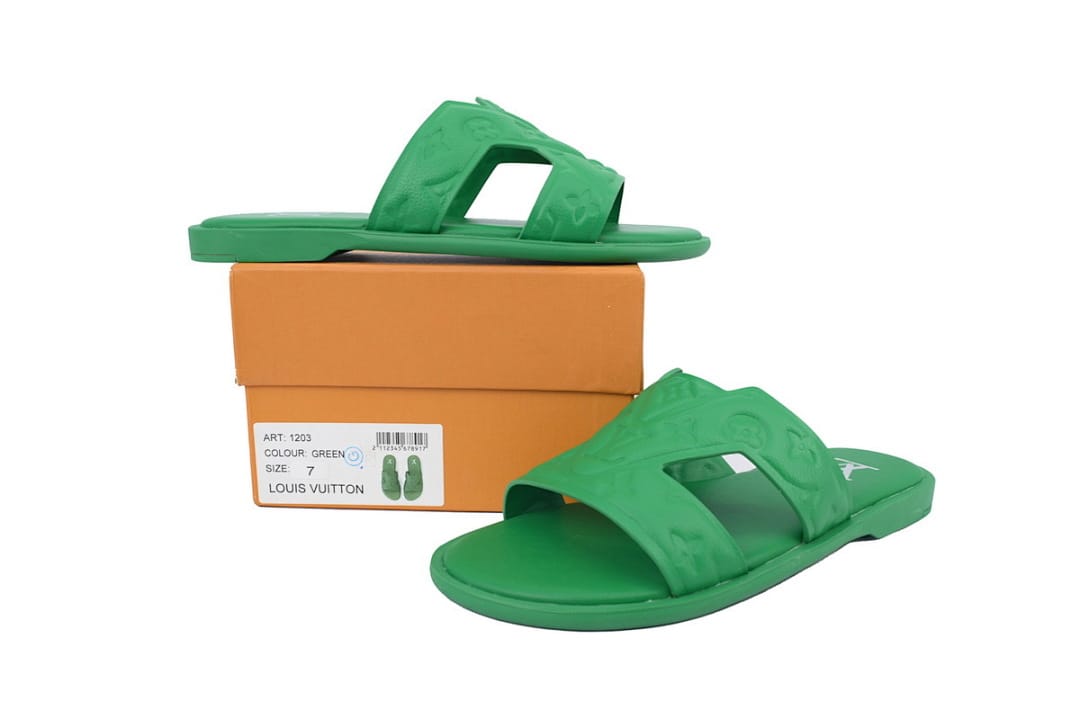 Louis Vuitton LV Slipper Strap Slippers Oasis Green Embossing