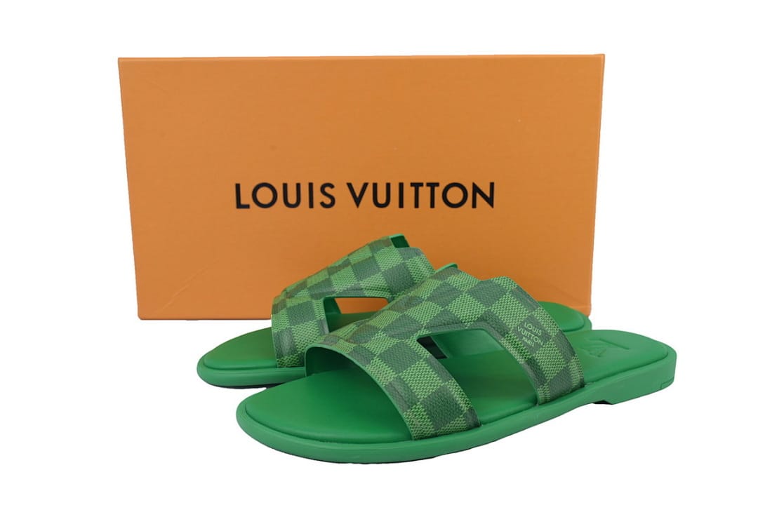 Louis Vuitton LV Slipper Strap Slippers Oasis Green Grid