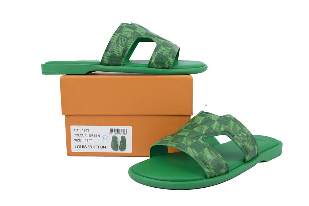 Louis Vuitton LV Slipper Strap Slippers Oasis Green Grid