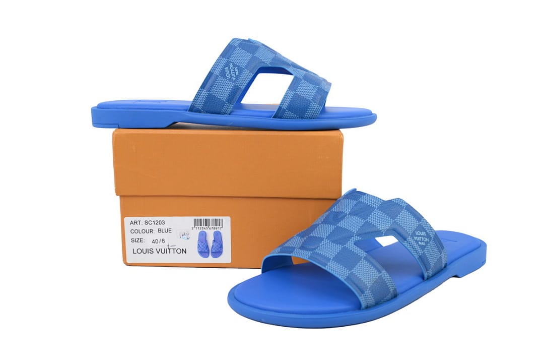 Louis Vuitton LV Slipper Strap Slippers Oasis Blue Check