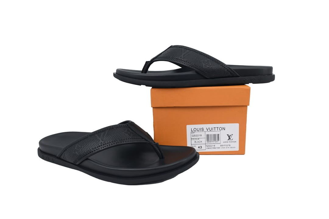 Louis Vuitton LV Slipper Flip Flops Net Black