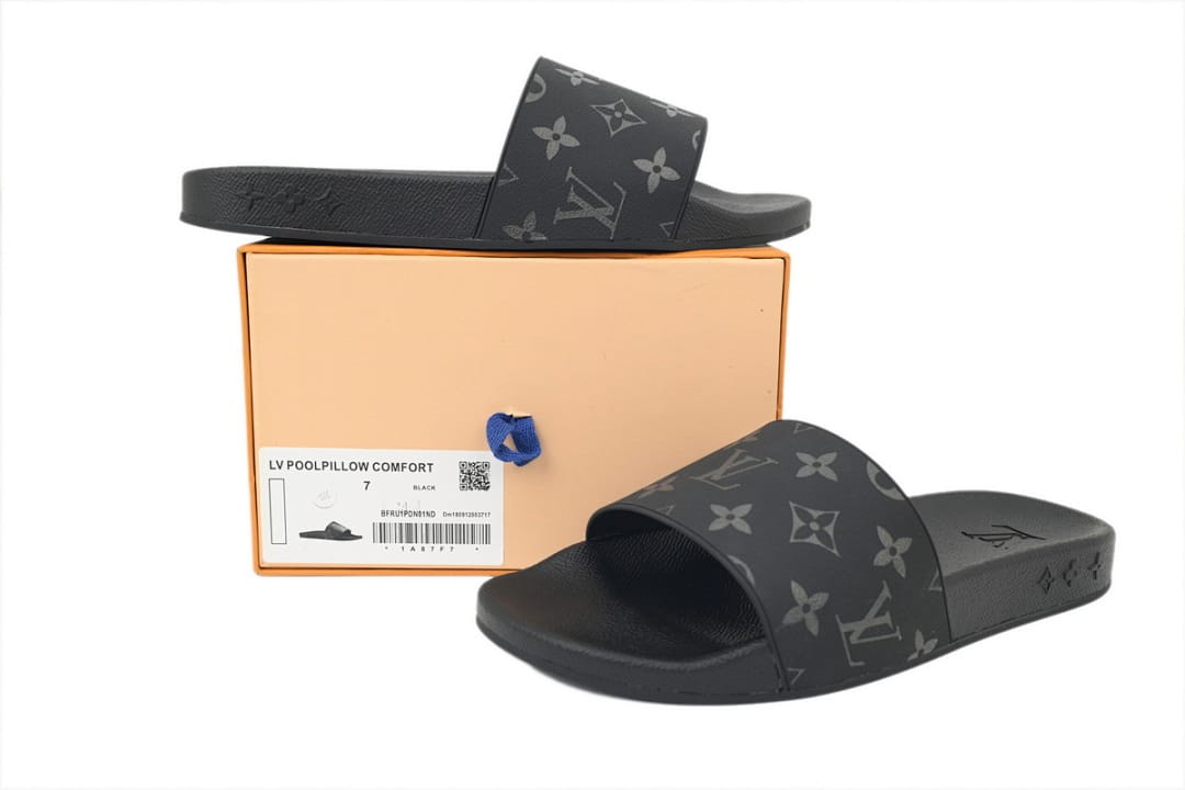 Louis Vuitton LV Slipper Strap Slippers Waterfront Black