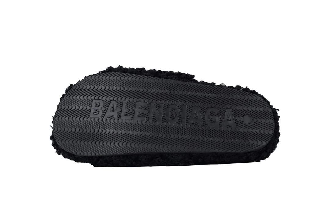 Balenciaga Wool Strap Slippers Black Coke Label
