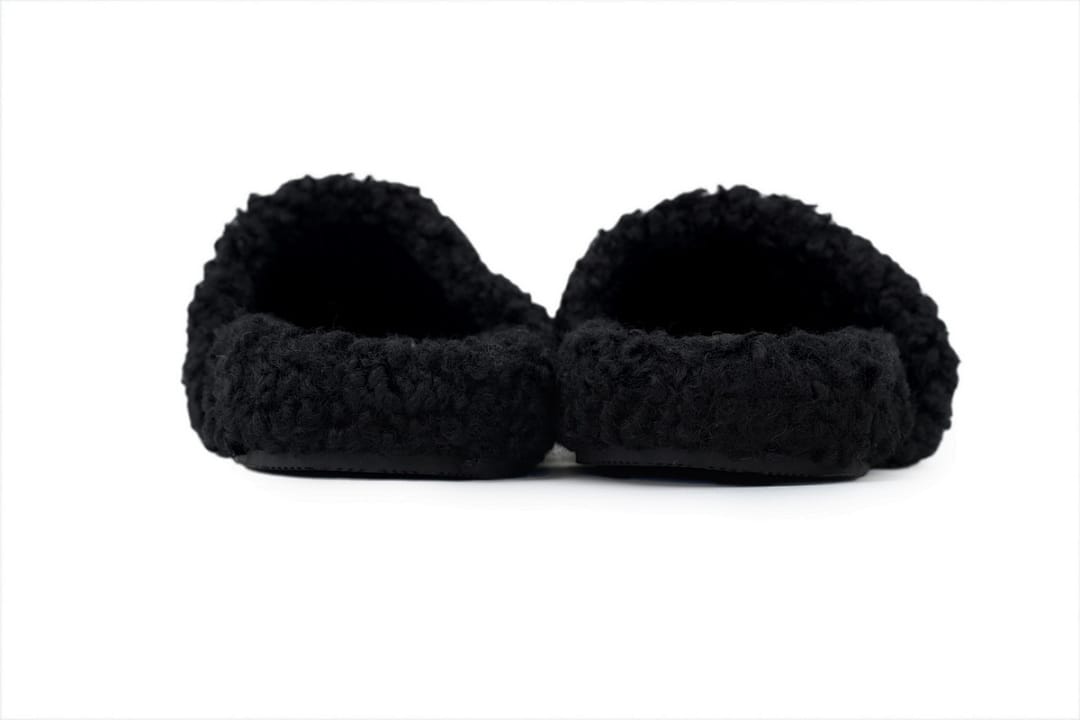 Balenciaga Wool Strap Slippers Black Coke Label