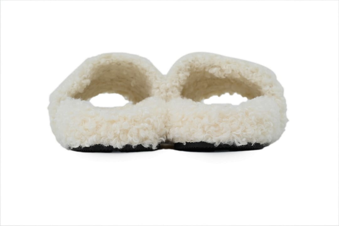 Balenciaga Wool Strap Slippers White Coke Label