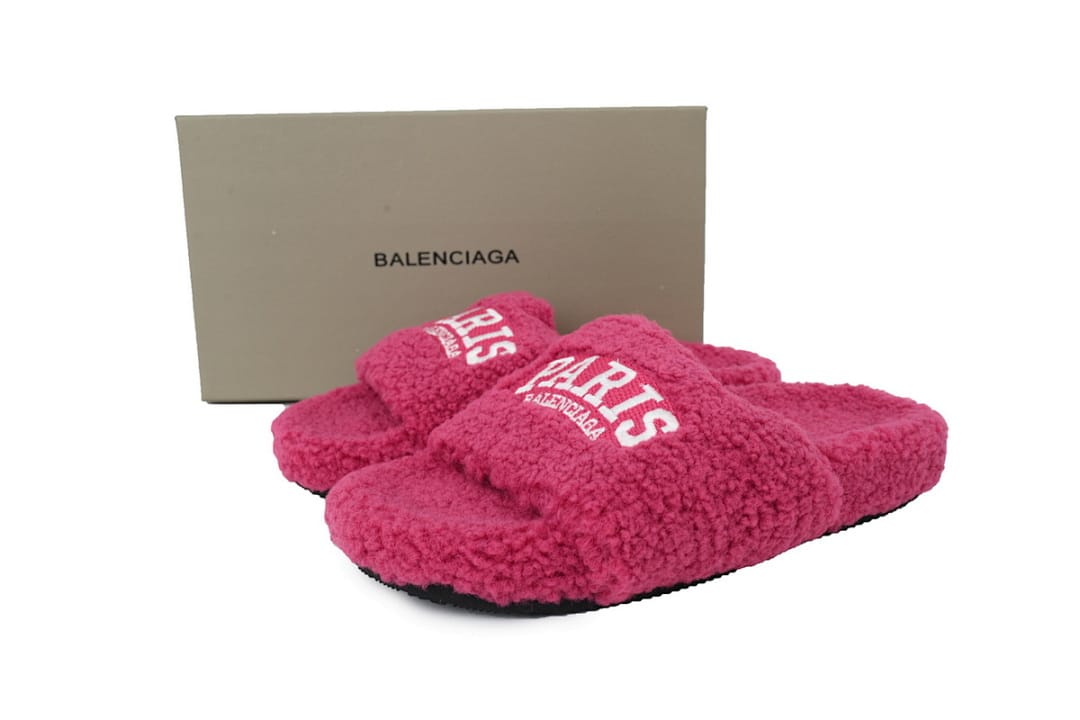 Balenciaga Wool Strap Slippers Bright Red