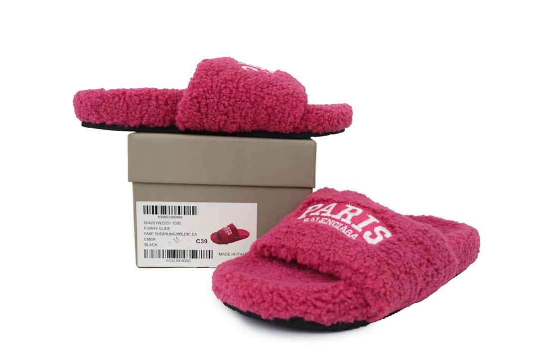Balenciaga Wool Strap Slippers Bright Red