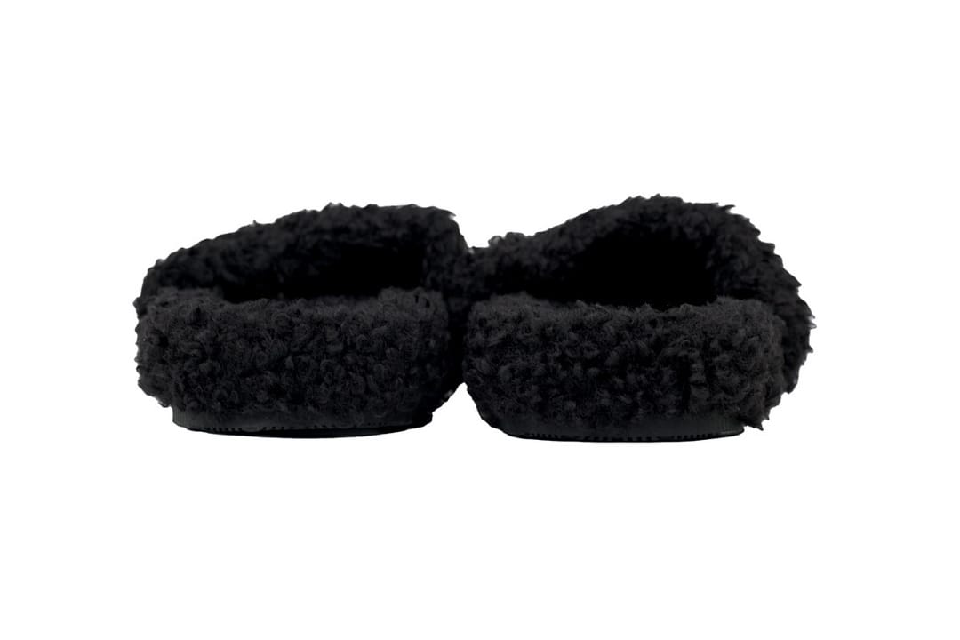 Balenciaga Wool Strap Slippers Black And White Label